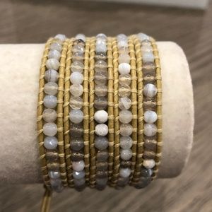 New Auth Chan Luu Grey Botswana Five Wrap Bracelet